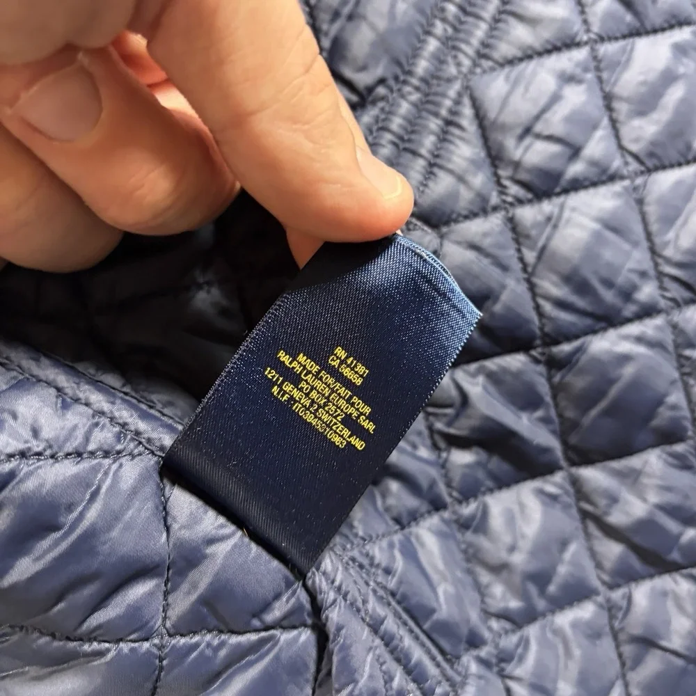 Polo Ralph Lauren Quilted Vest Girls XL 16 Navy Blue Barn Equestrian Snap Pocket